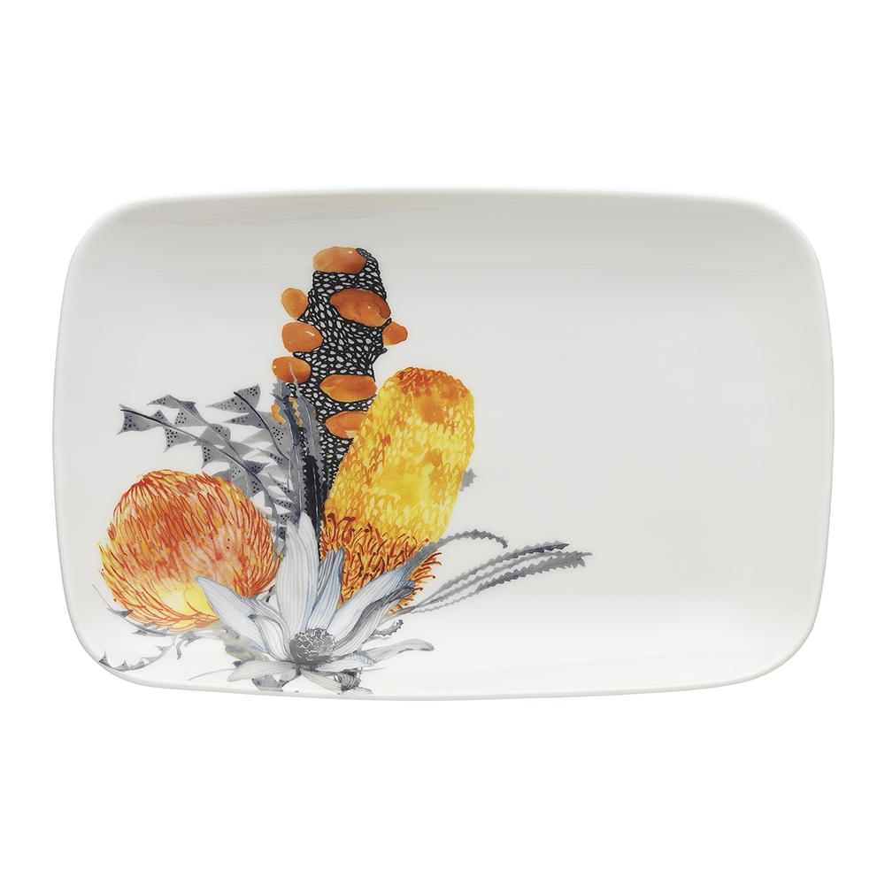 Ecology Florae Rectangle Platter 28 X 18.5Cm New Bone China In Orange ...